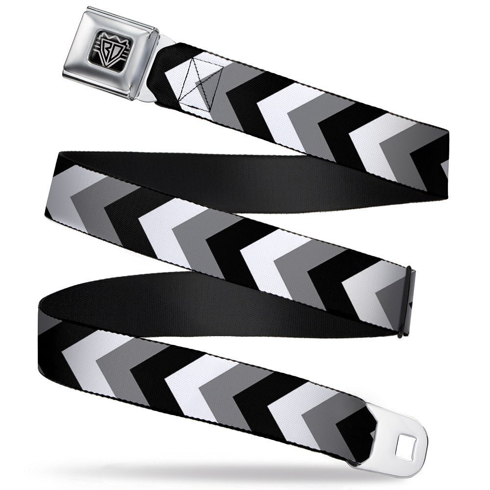 7893 Unisex-Adult's Seatbelt Belt Chevron Regular, White/Gray/Black, 1.5"